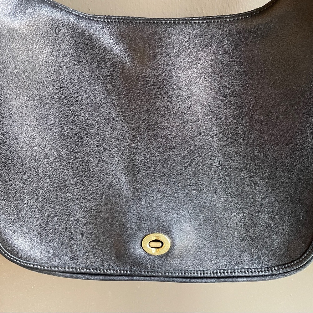 Coach Black Leather Shoulder Bag with Gold Accents - Picture 7 of 15